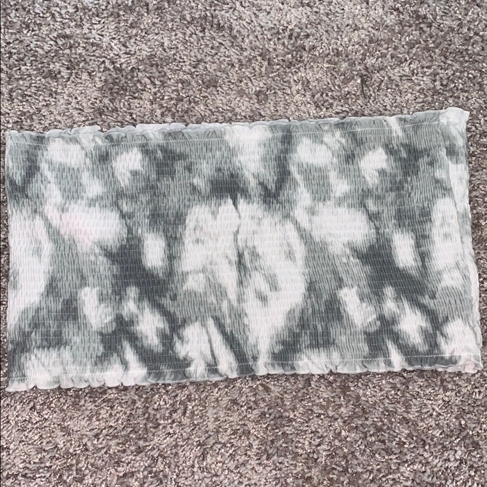 White and grey tie dyed tube top